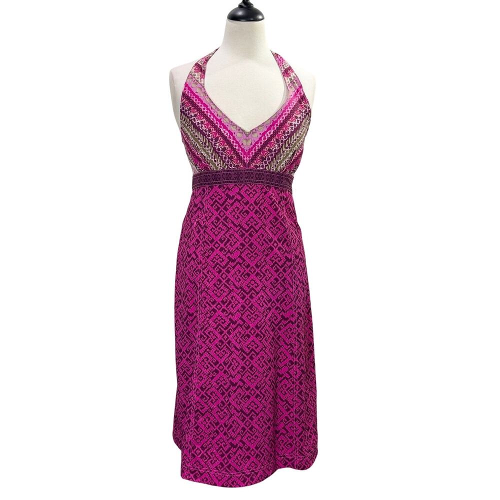 Athleta Size 8 Printed Pack Everywhere Dress Stretch Packable Halter UPF 50+ NEW